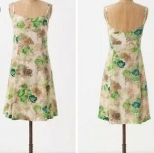 Anthropologie 100% Silk Floral Dress 12